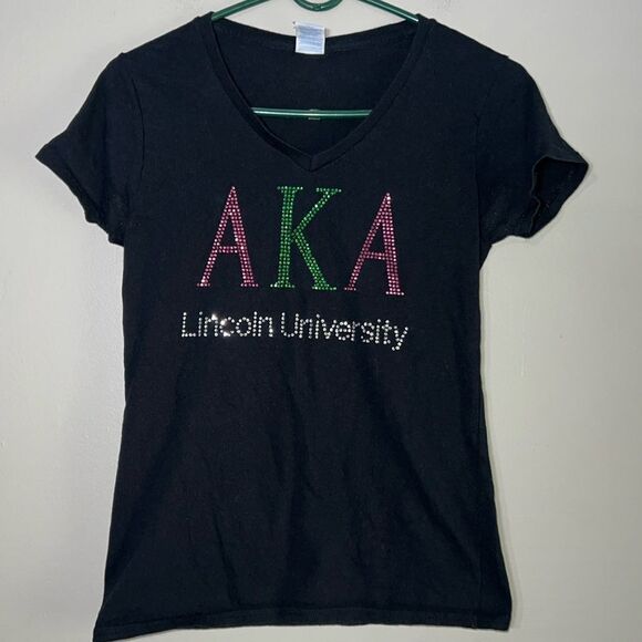 Alpha Kappa Alpha Lincoln University short sleeve sequin top - Picture 1 of 5